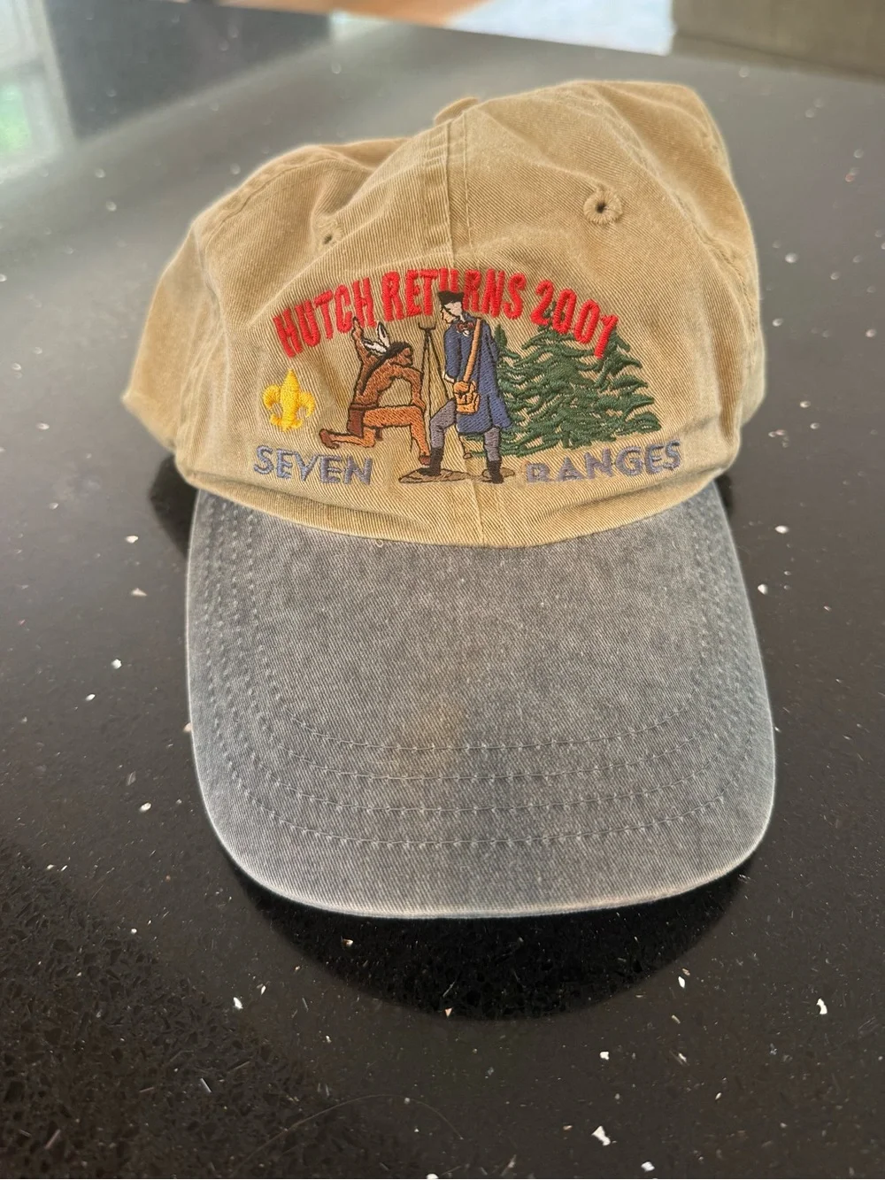 Seven Ranges Hutch Returns 2001 Khaki & Blue Embroidered Baseball Cap